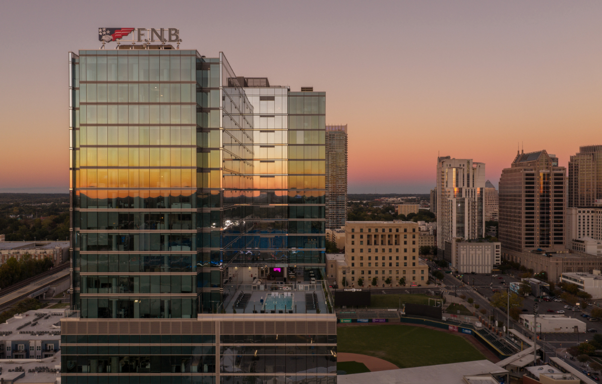 Building at dusk