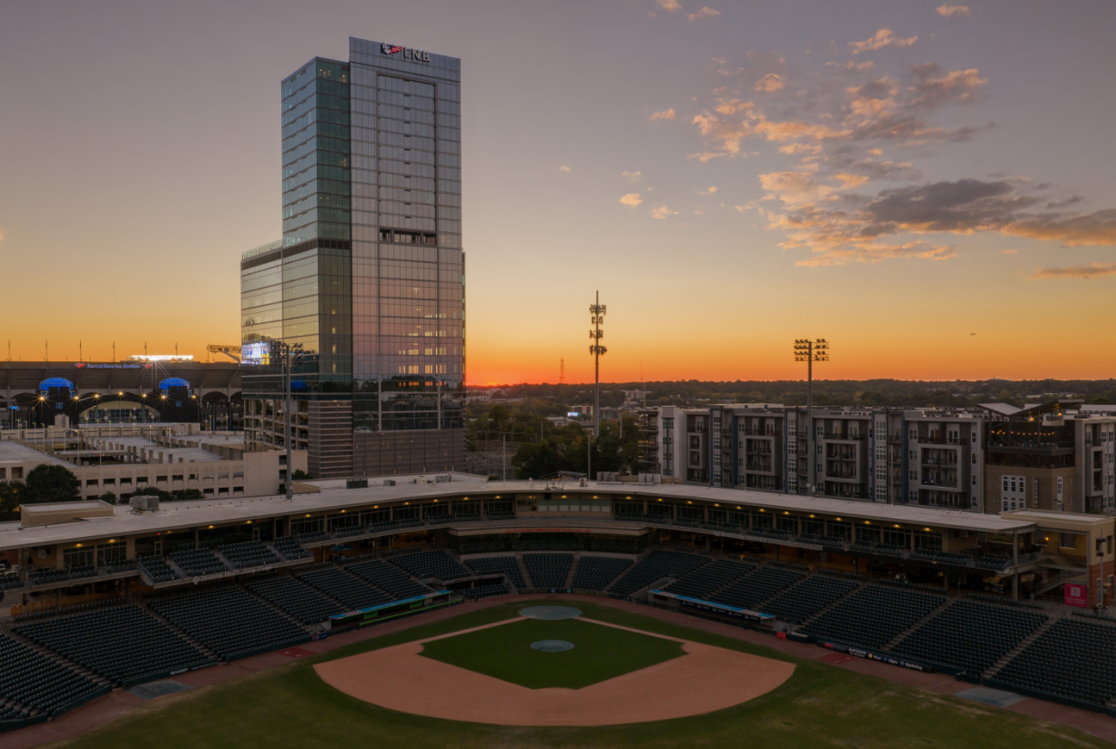 Building Exterior and Baseball Park